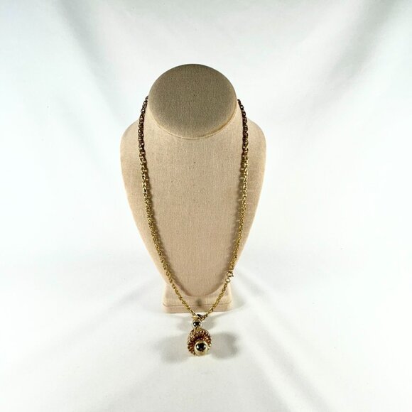 SPECTACULAR 50's BAUBLE GOLD TONE PENDANT W/BEAUTIFUL 24” GOLD TONE ROPE CHAIN - Picture 2 of 11
